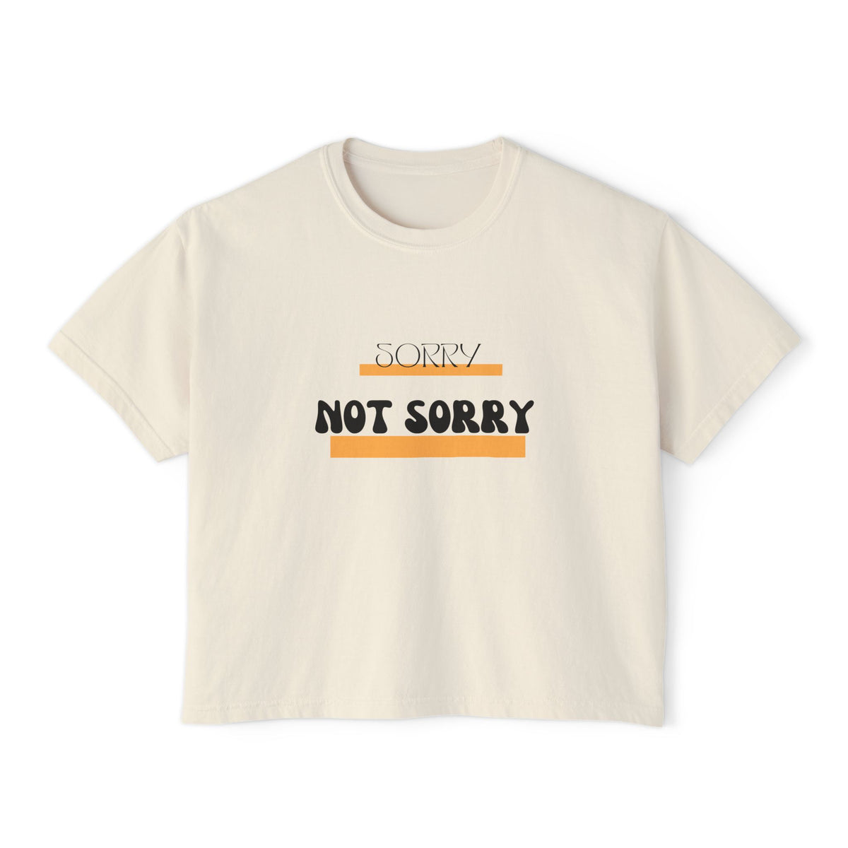 Sorry Not Sorry Boxy Tee — Women's Retro Graphic Crop T-Shirt